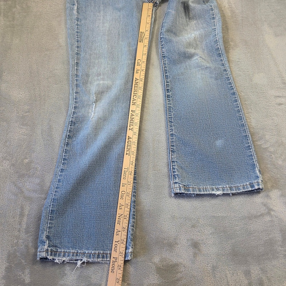 Levis 515 Nouveau Boot Cut Stretch Jeans Womens 6 Short Light Wash Blue Low Rise - Picture 4 of 8
